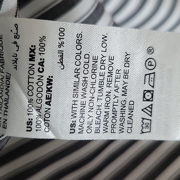 Chico's Grey White Stripe No Iron Popover Tunic 3/4 Sleeve Size Large/12 - Picture 6 of 7